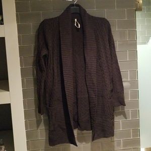 Charcoal Cable Knit Cardigan